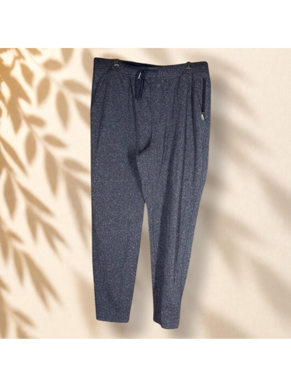 Eddie Bauer Activewear Track Pants Men L Large Blue Drawstring Pockets Cotton